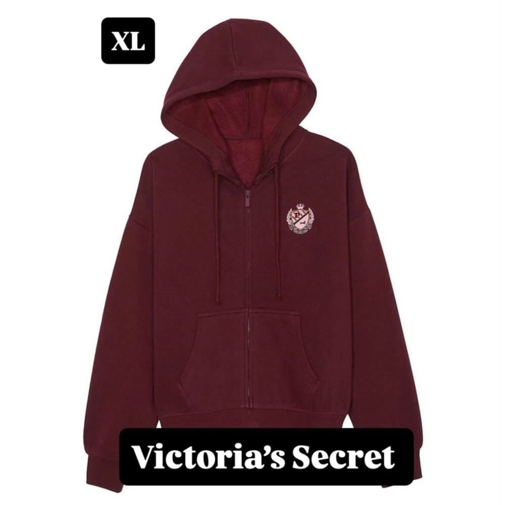 Victoria secret PINK zip up hoodie burgundy zip up XL - Picture 3 of 3